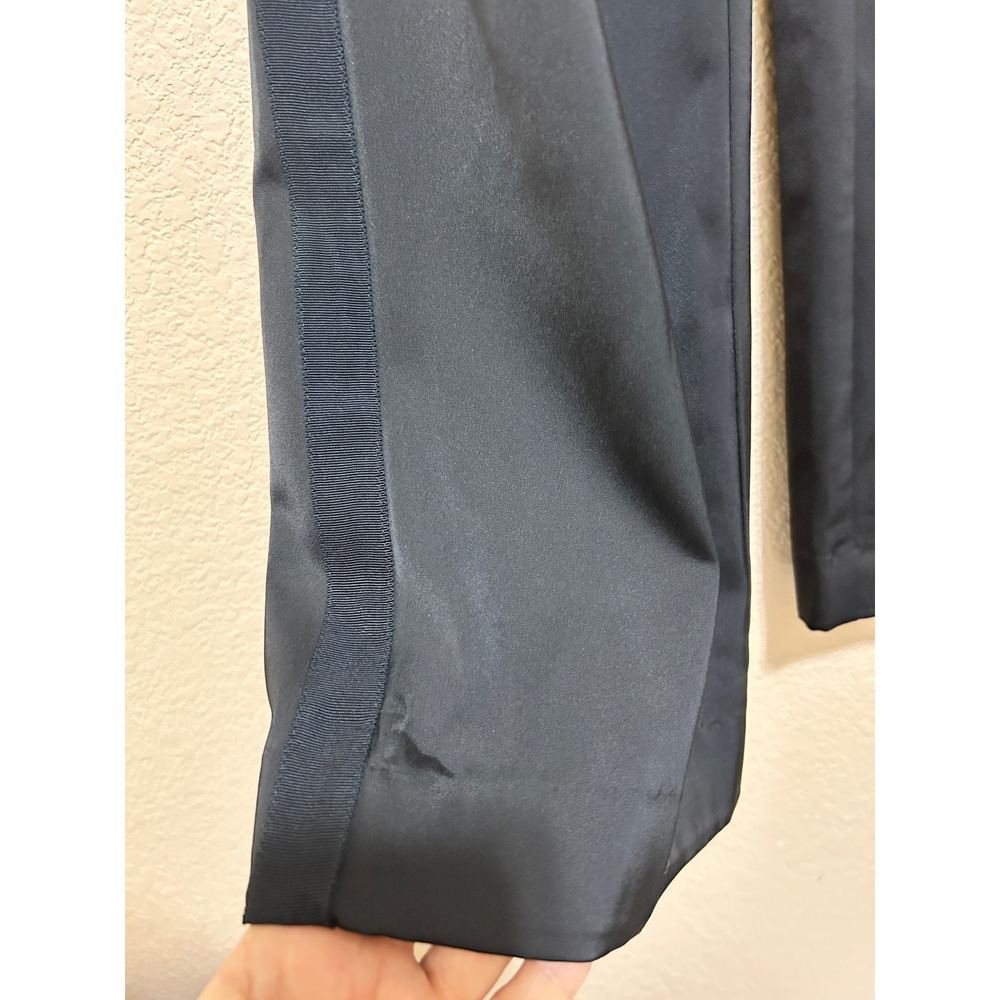 NBD XXS High Waisted Wide Leg Satin Trousers Black Formal Dress Pants Side Zip - Picture 9 of 13